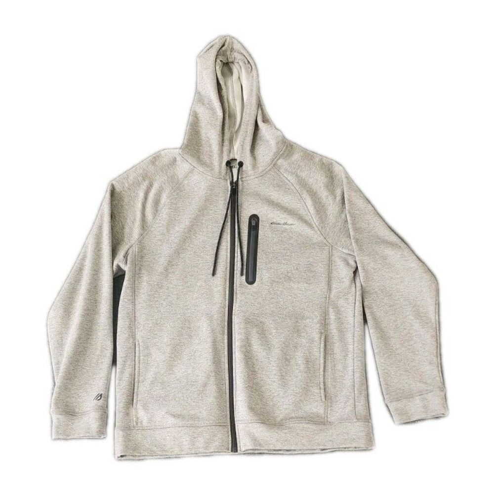 Eddie Bauer Motion Hoodie Jacket Men's Large Gray FreeDry Full Zip Athletic